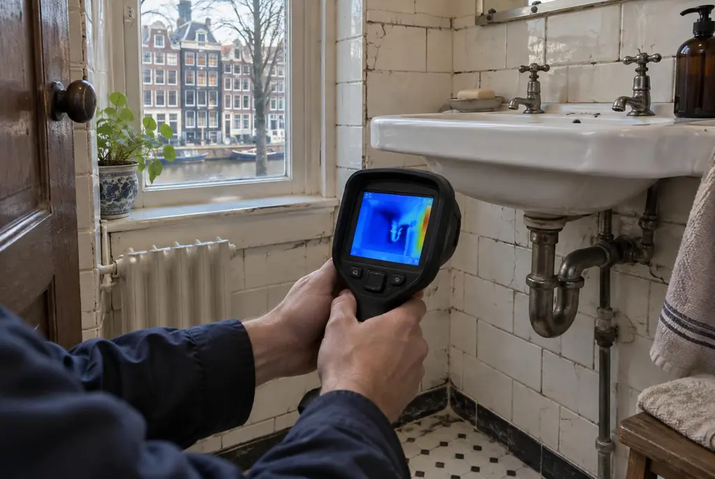 Lekdetectie Veenendaal – badkamer met oude leidingen achter de tegels
